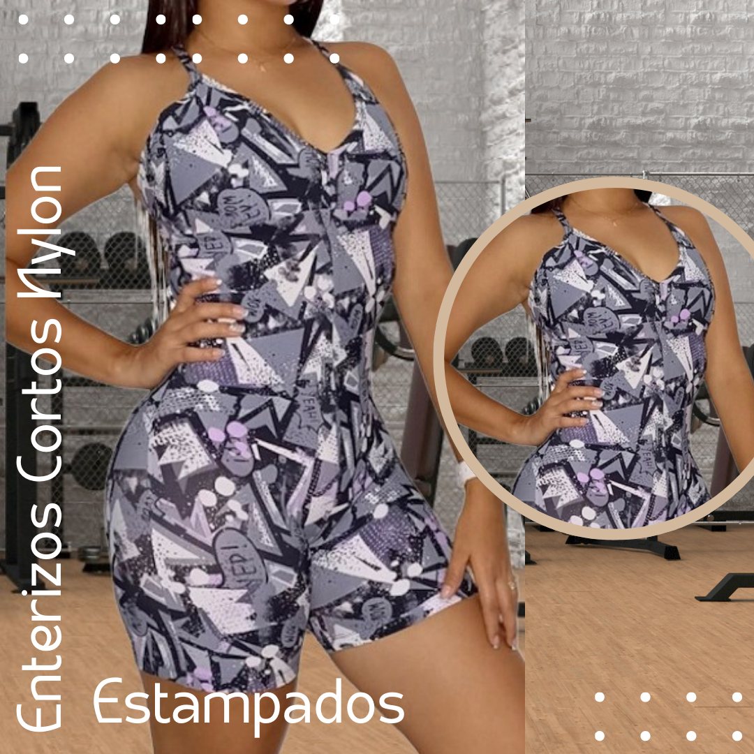 Enterizos Cortos Nylon Estampado