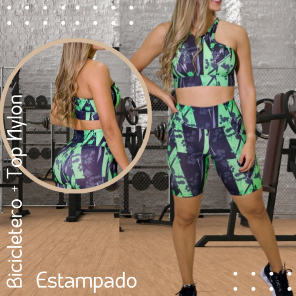 Bicicletero + Top Nylon Estampado1